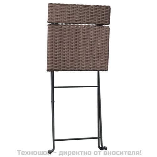 Сгъваеми бистро столове, 2 бр, кафяви, полиратан и стомана