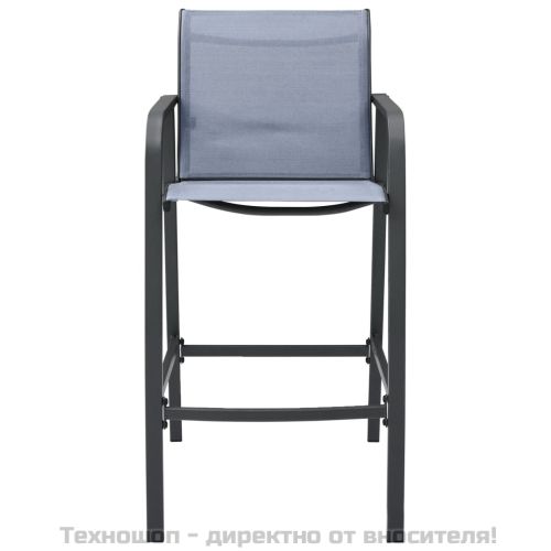 Градински бар столове, 4 бр, сиви, textilene