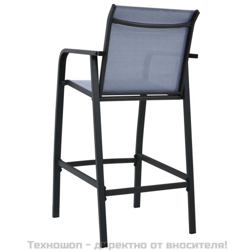 Градински бар столове, 4 бр, сиви, textilene