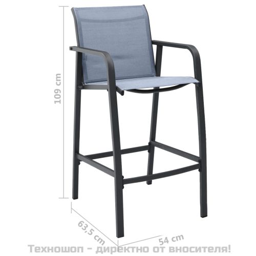 Градински бар столове, 4 бр, сиви, textilene