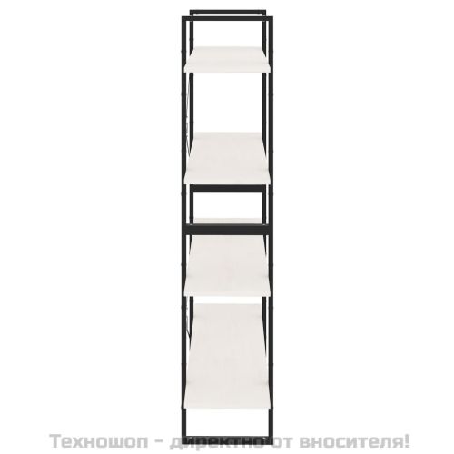 4-етажна библиотека, бяла, 100x30x140 см, борово дърво масив