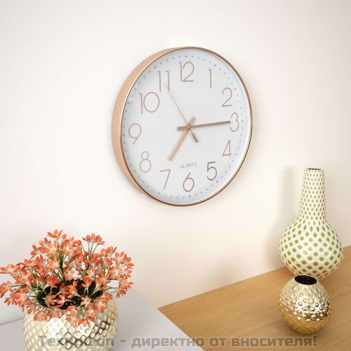 Стенен часовник, 30 см, розово-златисто