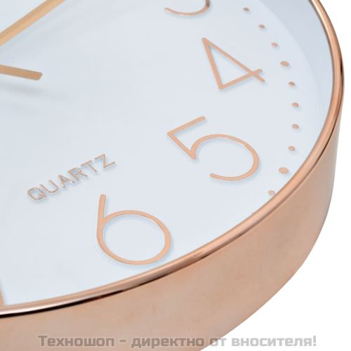 Стенен часовник, 30 см, розово-златисто