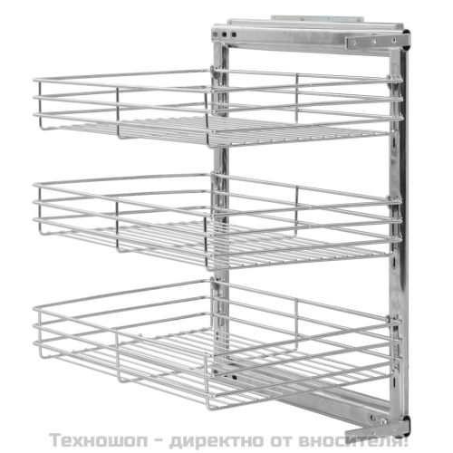 Издърпваща се кошница за кухня 3 нива сребриста 47x35x56 см