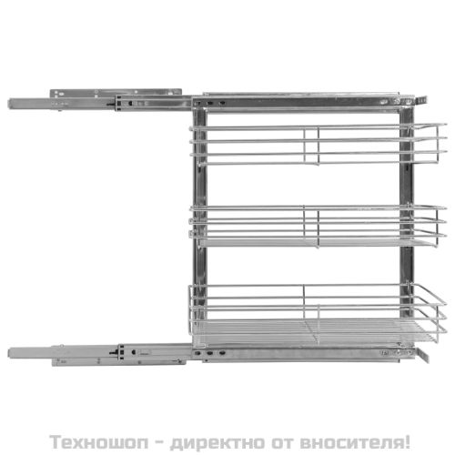 Издърпваща се кошница за кухня 3 нива сребриста 47x35x56 см