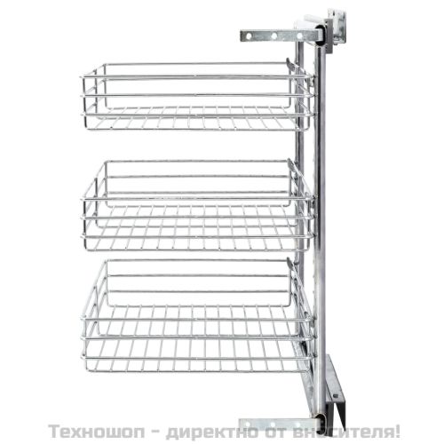 Издърпваща се кошница за кухня 3 нива сребриста 47x35x56 см