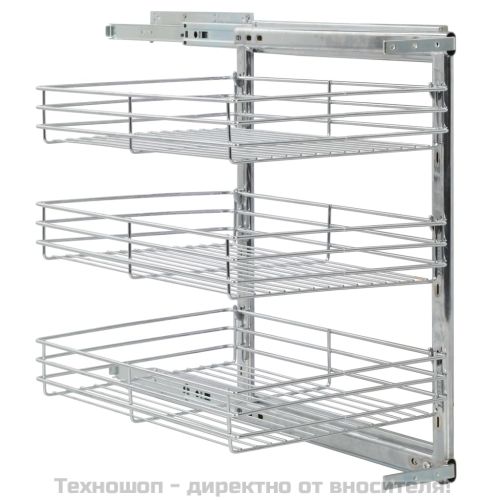 Издърпваща се кошница за кухня 3 нива сребриста 47x35x56 см