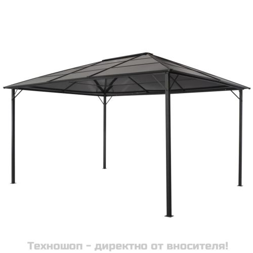 Шатра с покрив, алуминий, 4x3x2,6 м, черна