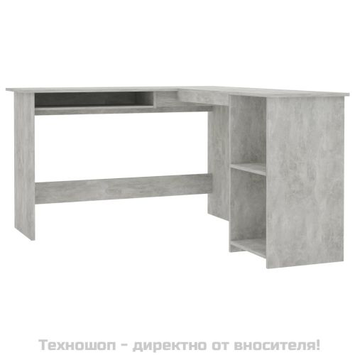 Г-образно ъглово бюро бетонно сив 120x140x75 см инженерно дърво