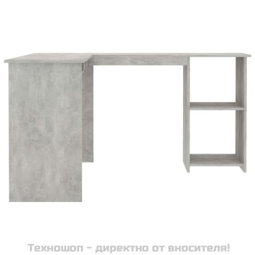 Г-образно ъглово бюро бетонно сив 120x140x75 см инженерно дърво