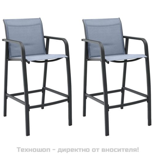 Градински бар столове, 2 бр, сиви, textilene