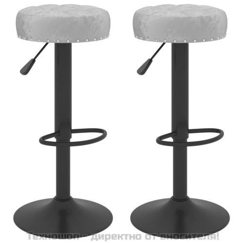 Бар табуретки, 2 бр, сиви, кадифе