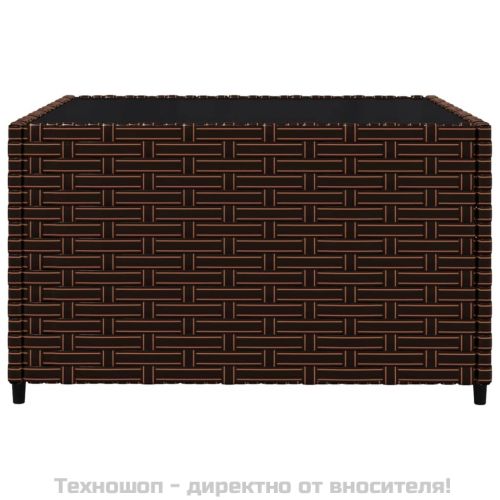 Градински комплект с възглавници, 3 части, кафяв, полиратан