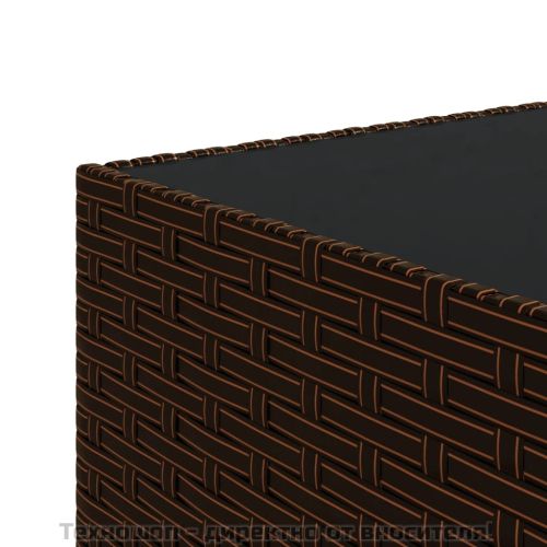 Градински комплект с възглавници, 3 части, кафяв, полиратан