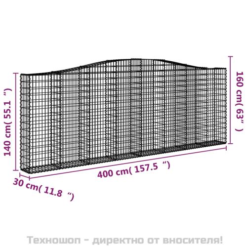 Габионни кошници арка 6 бр 400x30x140/160 см поцинковано желязо