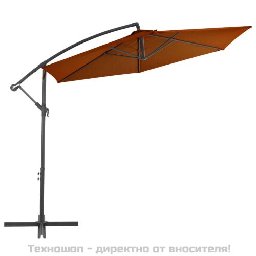 Конзолен градински чадър с алуминиев прът, теракота, 300 см