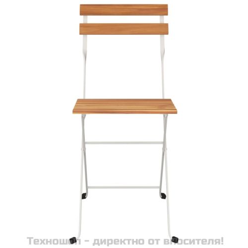Сгъваеми бистро столове, 8 бр, акация масив и стомана