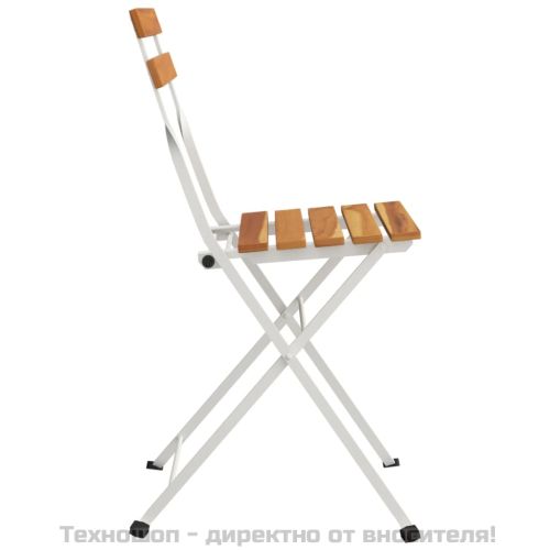 Сгъваеми бистро столове, 8 бр, акация масив и стомана