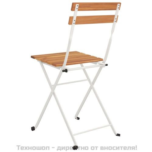 Сгъваеми бистро столове, 8 бр, акация масив и стомана