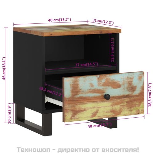 Нощни шкафчета, 2 бр, масивно регенерирано и инженерно дърво