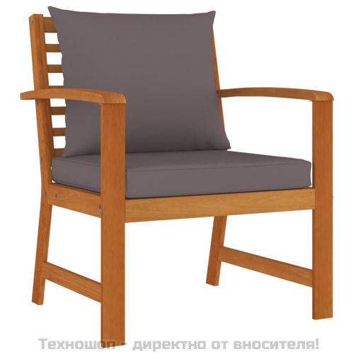 Градински трапезен комплект 9 части с възглавници акация масив