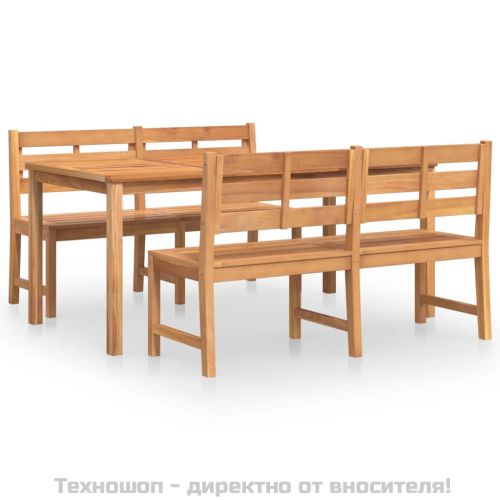 Градински трапезен комплект, 3 части, тиково дърво масив