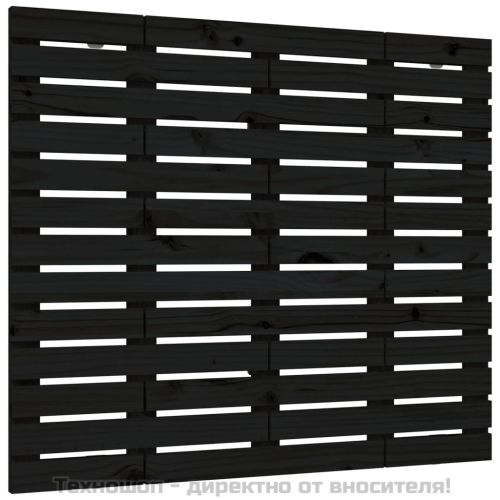 Стенна табла за спалня, черна, 141x3x91,5см, борово дърво масив