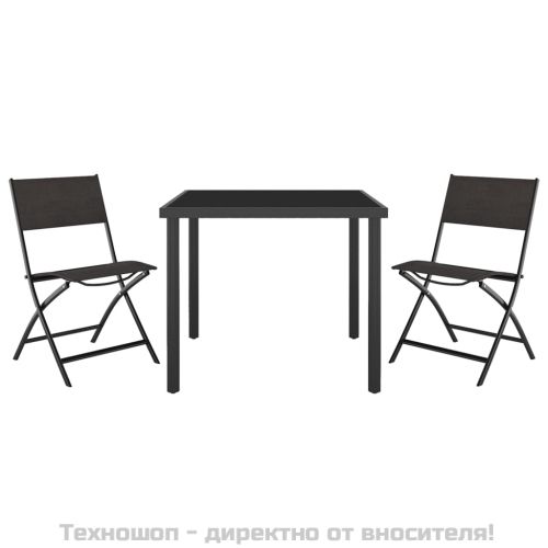 Градински трапезен комплект, 3 части, стомана