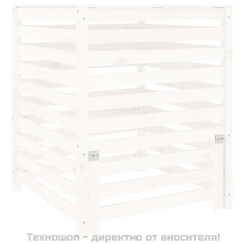 Компостер, бял, 82,5x82,5x99,5 см, борово дърво масив