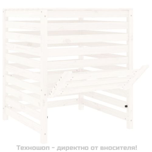 Компостер, бял, 82,5x82,5x99,5 см, борово дърво масив