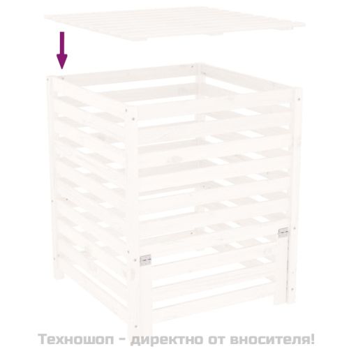 Компостер, бял, 82,5x82,5x99,5 см, борово дърво масив