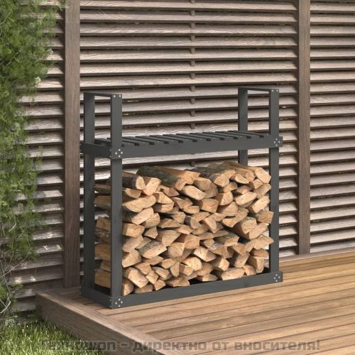 Поставка за дърва за огрев сива 110x35x108,5 масивно дърво бор