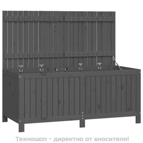 Кутия за съхранение, сива, 147x68x64 см, борово дърво масив