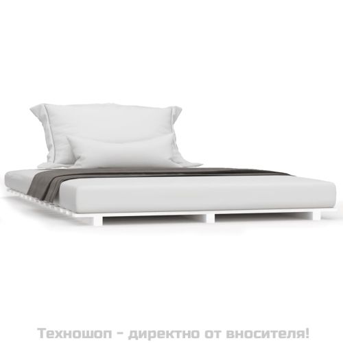 Рамка за легло, бяла, бор масив, 135x190 см