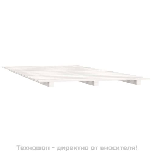 Рамка за легло, бяла, бор масив, 135x190 см
