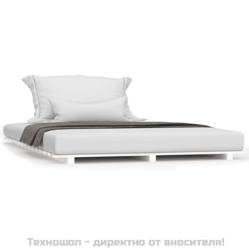 Рамка за легло, бяла, бор масив, 150x200 cм