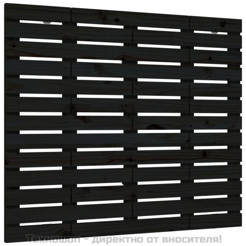 Стенна табла за спалня, черна, 96x3x91,5 см, борово дърво масив