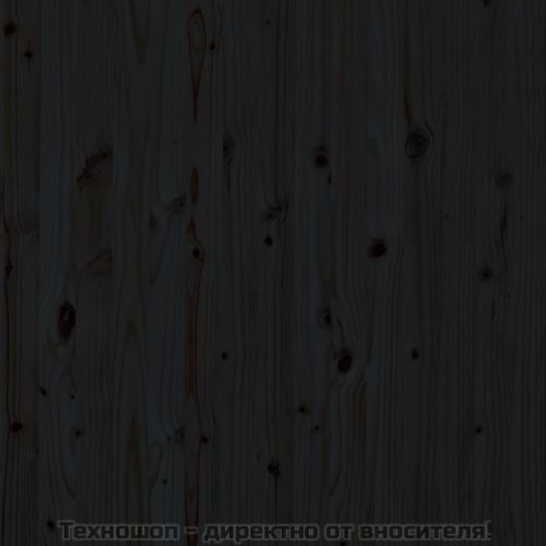Стенна табла за спалня, черна, 96x3x91,5 см, борово дърво масив