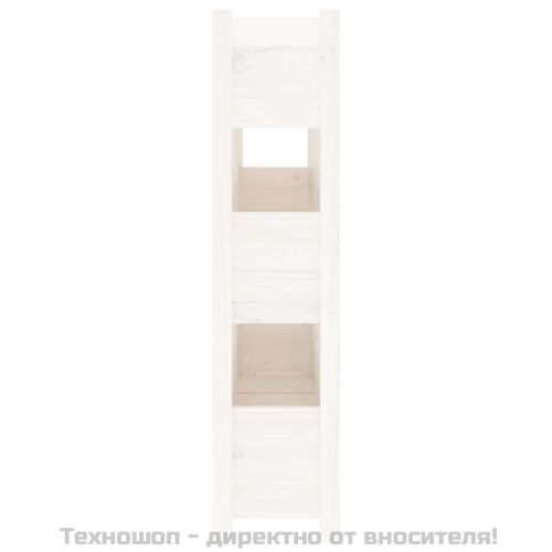 Плантер, бяла, 112x25x104,5 см, борово дърво масив