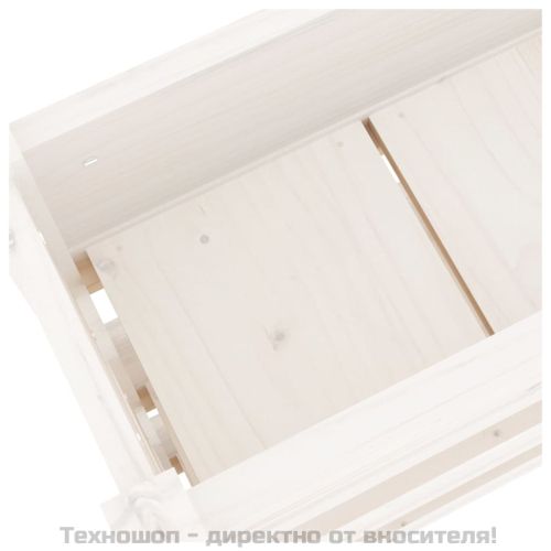 Плантер, бяла, 112x25x104,5 см, борово дърво масив