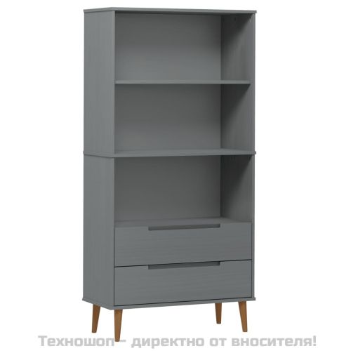 Етажерка за книги MOLDE сива 85x35x170,5 см масивно дърво бор