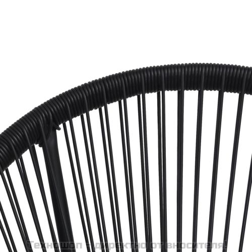 Градински трапезен комплект, 3 части, PVC ратан, черен