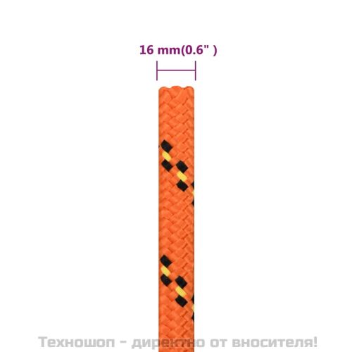 Въже за лодка оранжево 16 мм 250 м полипропилен