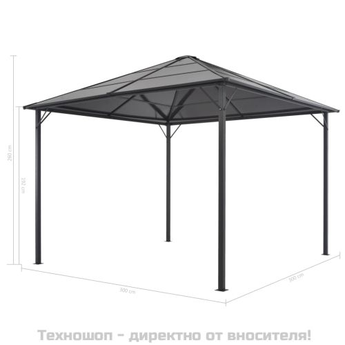 Шатра с покрив, алуминий, 3х3 м, антрацит