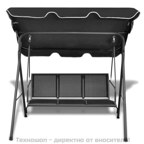 Градинска пейка-люлка със сенник, черна