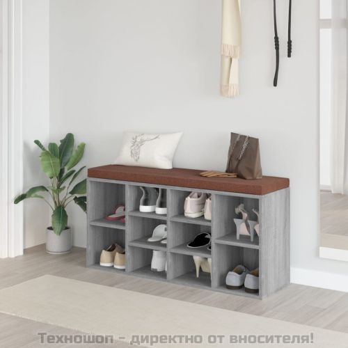Шкаф за обувки, сив сонома, 103x30x48 см, инженерно дърво