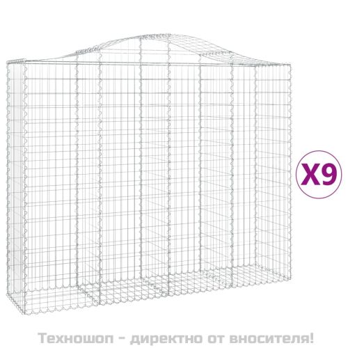 Габионни кошници арка 9 бр 200x50x160/180 см поцинковано желязо