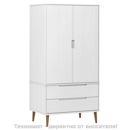 Гардероб MOLDE, бял, 90x55x175 см, бор масив