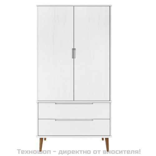 Гардероб MOLDE, бял, 90x55x175 см, бор масив