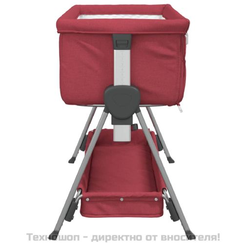 Бебешко легло с матрак, червено, ленен плат